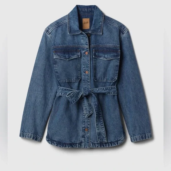 COPY - Gap Belted Denim Shirt Jacket - Picture 4 of 9